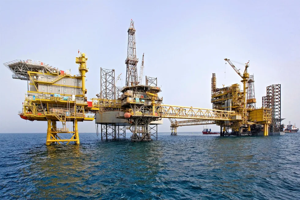 Offshore: platform operated by Qatar’s North Oil Company.
