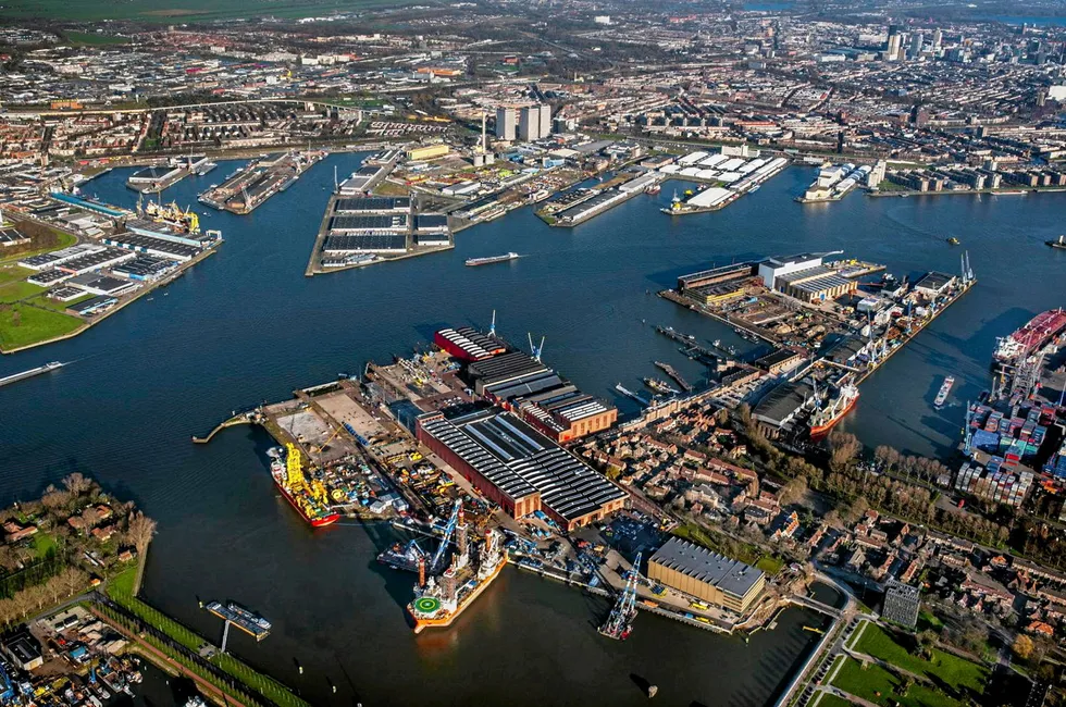 An aerial shot of the Port of Rotterdam, which aims to be a major terminal for the import of hydrogen and ammonia.
