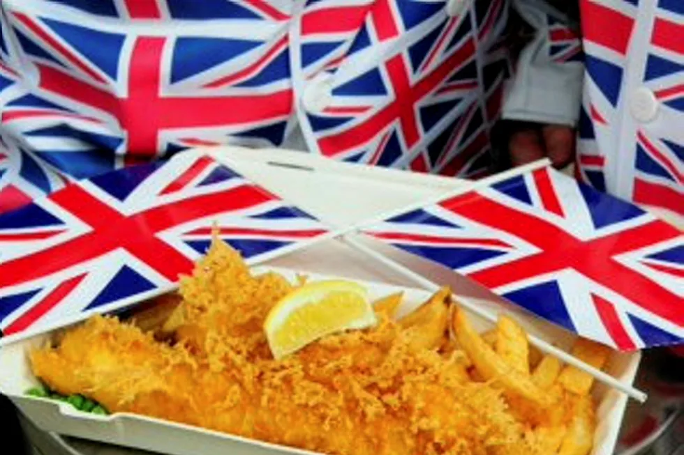 Traditional UK fish and chips.