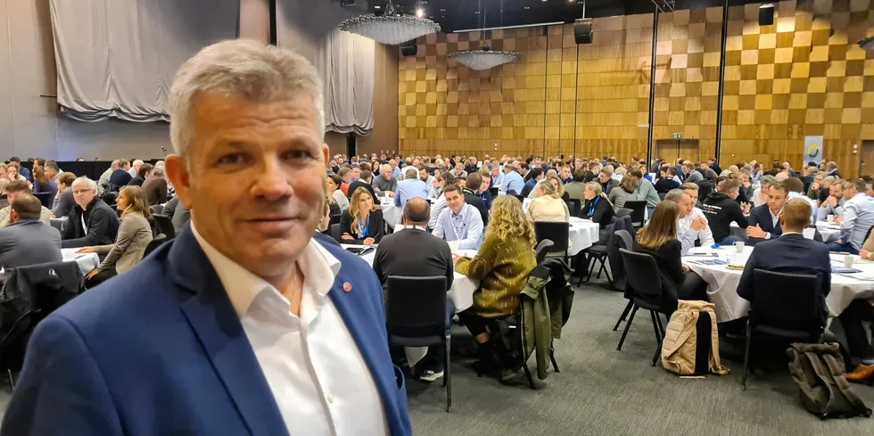 Fiskeri- og havbruksminister, Bjørnar Skjæran (Ap), her på Tekmar-konferansen i Trondheim i 2022.