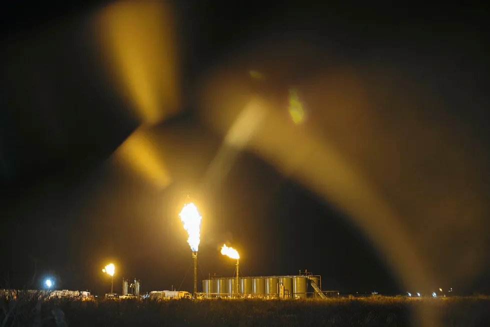 Hot topic: gas flares burn at a shale site in the Permian basin in New Mexico