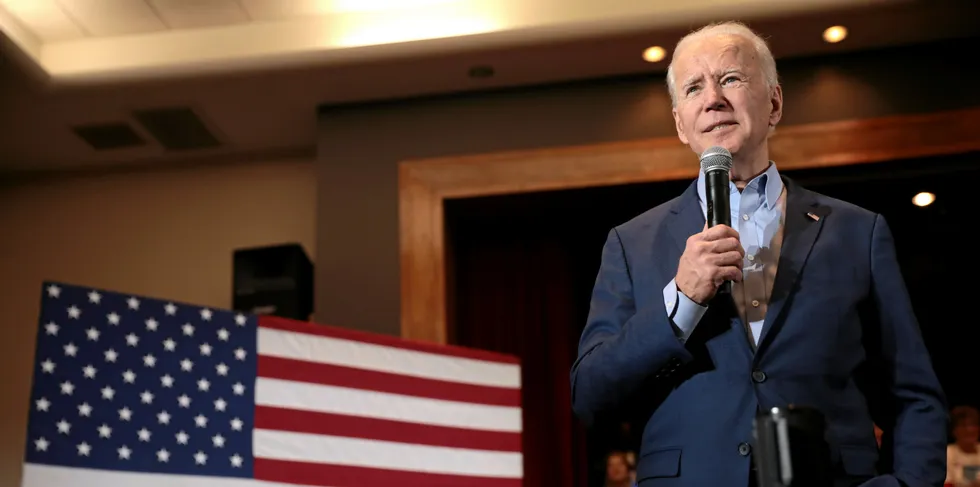 US President Joe Biden speaks at a community event in Nevada in 2020. One of his executive orders earned praise from the domestic shipping industry.