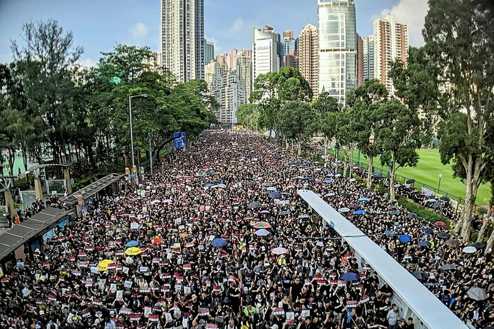 A 2019 Hong Kong anti-extradition bill protest.