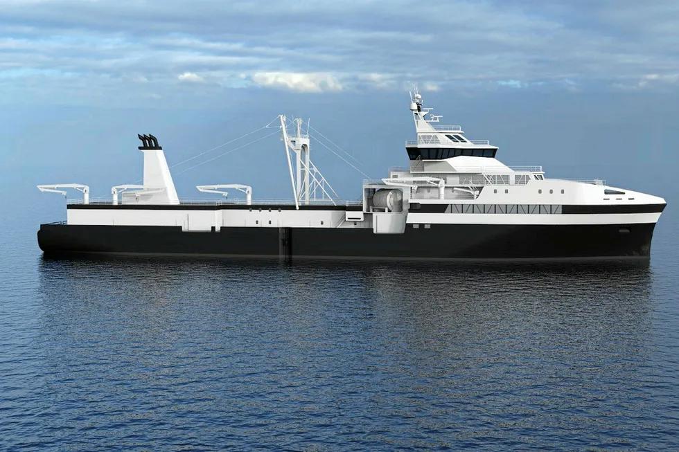 Photo illustration of Aker Biomarine's new krill vessel.