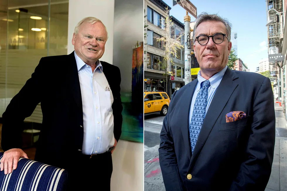 Styr unna John Fredriksens (til venstre) riggselskap Seadrill, og Stein Erik Hagens Orkla, er rådet fra Danske Bank Markets. Foto: Elin Høyland/Ørjan Ellingvåg