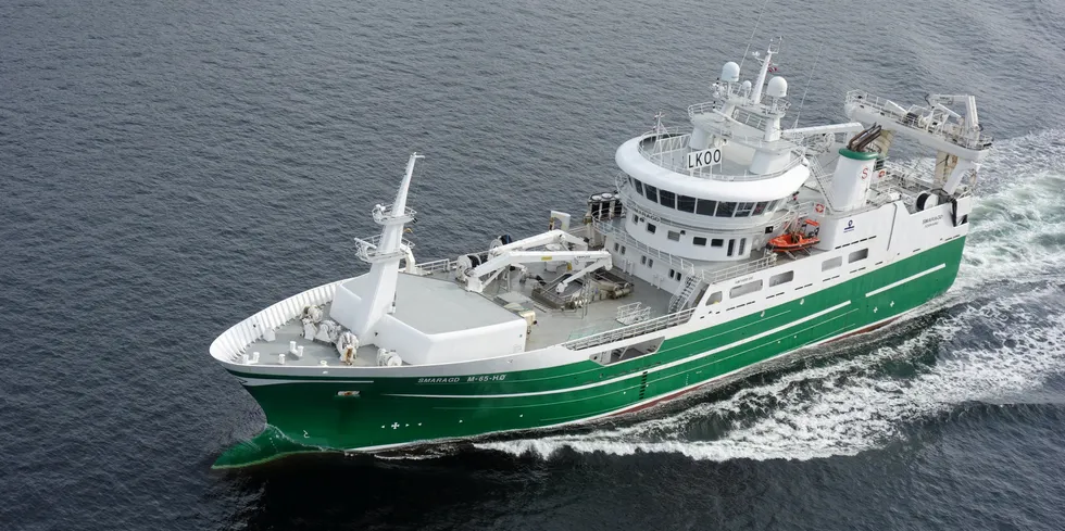 «Smaragd» er den foreløpig siste båten som har meldt inn loddefangster fra Barentshavet.
