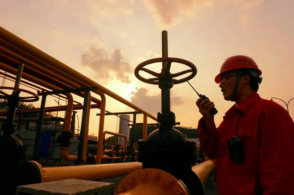 Expansion: a Sinopec worker at the company's Fuling development