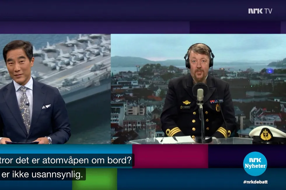 orlogskaptein Tor Ivar Strømmen og Fredrik Solvang på NRK Debatten