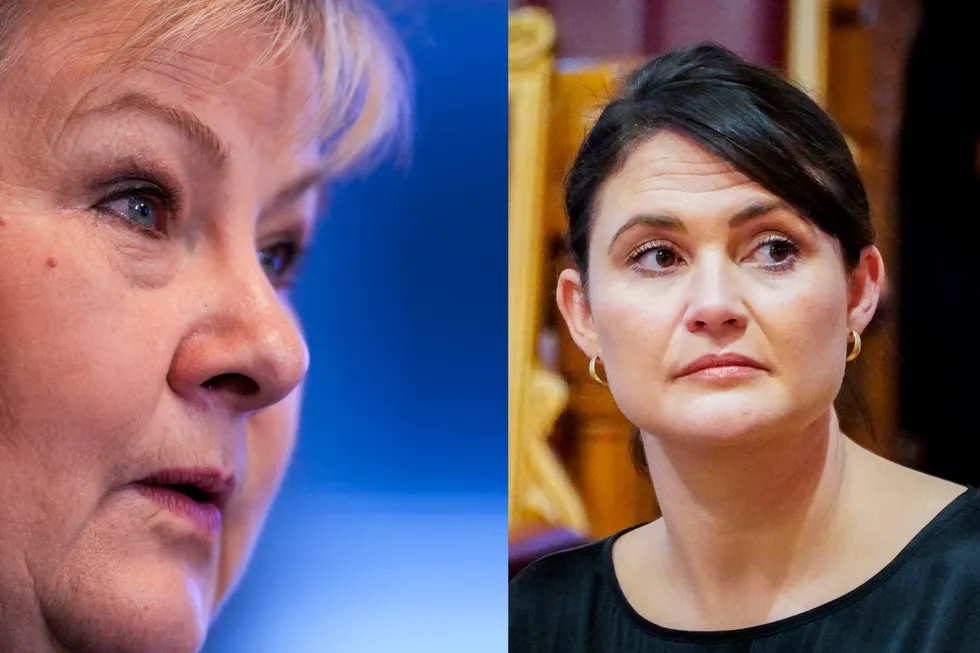 Høyres leder Erna Solberg slår tilbake mot kunnskapsminister Kari Nessa Nordtun.