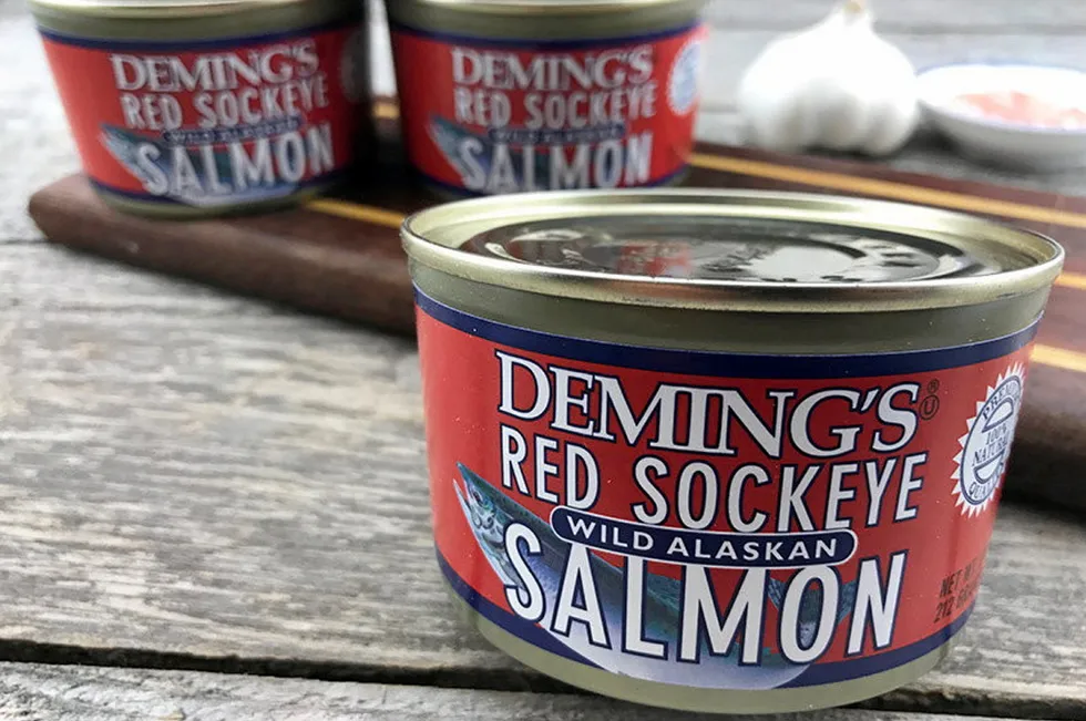 A can of Deming's brand sockeye salmon, named after one of the early architects of what would become Peter Pan.