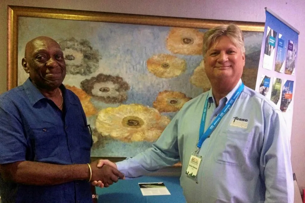 Guyana alliance: Charles Ceres from Ground Structures Engineering Consultants (left) with Brian Hottman from Fugro