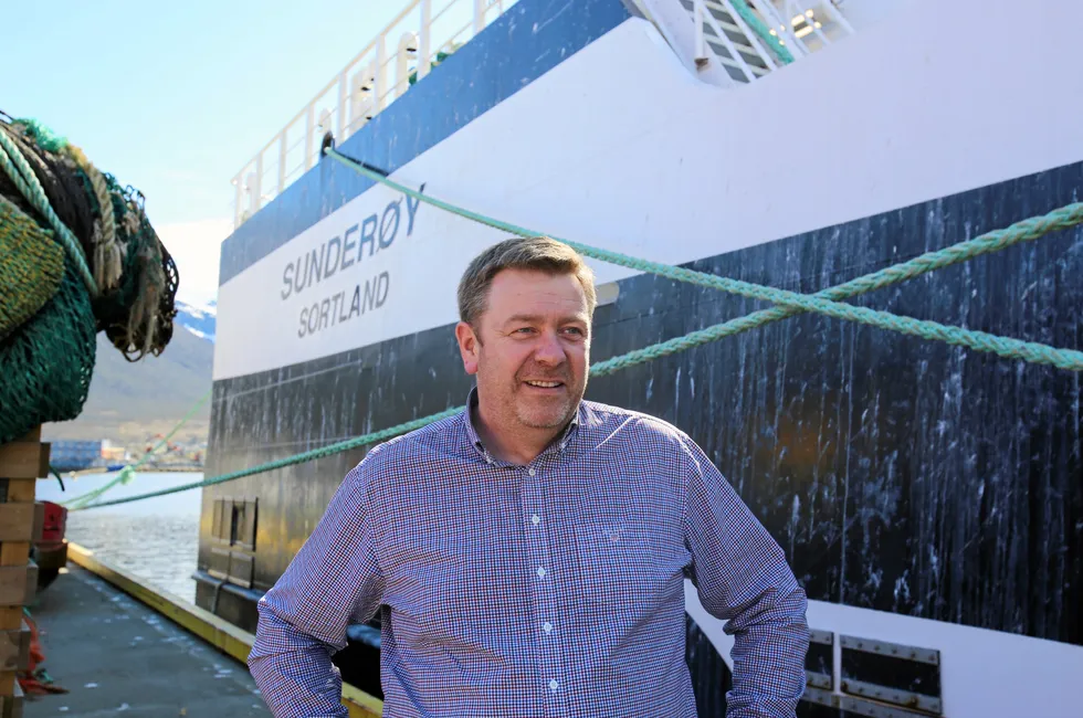 Konsernsjef Knut Roald Holmøy. Bildet er tatt ved Holmøy Fryseterminal utenfor Sortland i Vesterålen, hvor konsernet har sin hovedbase.