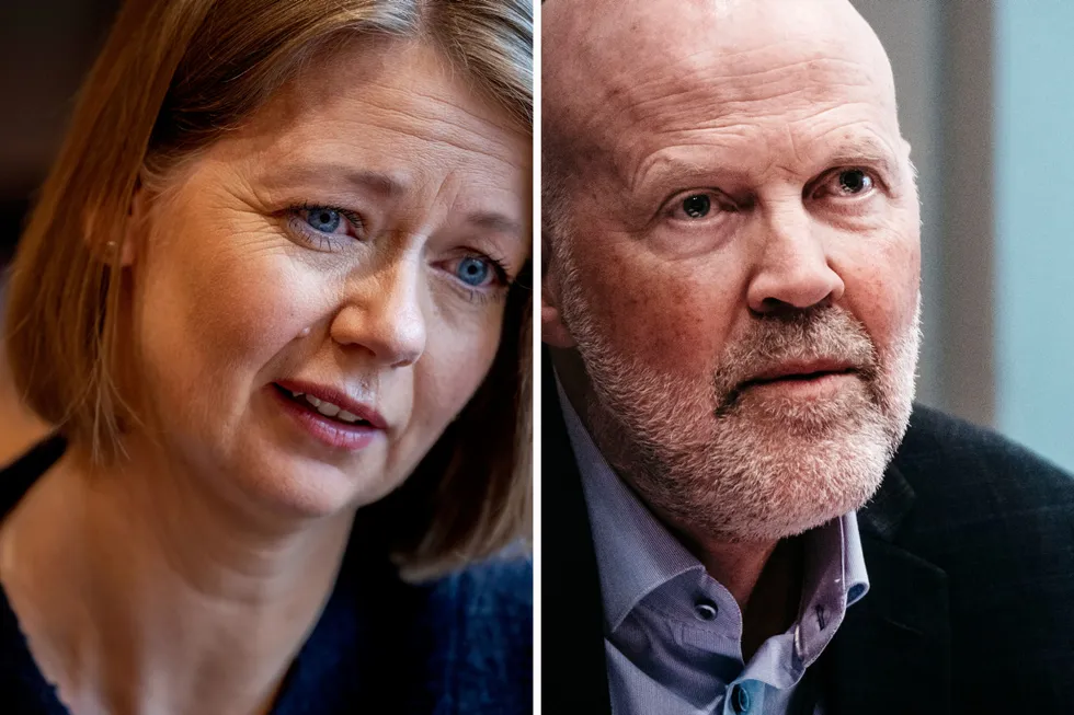 Sentralbanksjef Ida Wolden Bache og Finanstilsynsdirektør Morten Baltzersen.