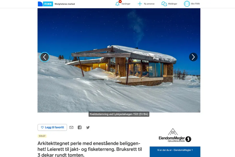 Kristian Monsen Røkke har kjøpt denne hytta i Hemsedal. Hytta ble lagt ut i slutten av februar, med en prisantydning på 19 millioner kroner.
