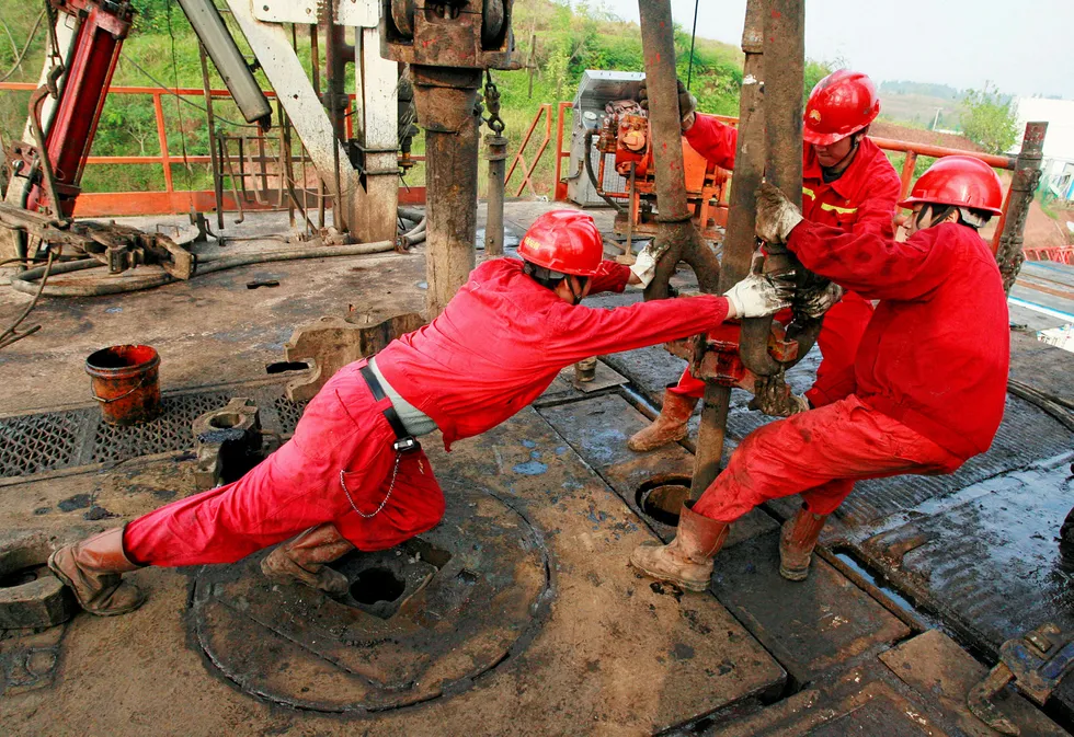 On site: workers at a PetroChina operation in Sichuan province