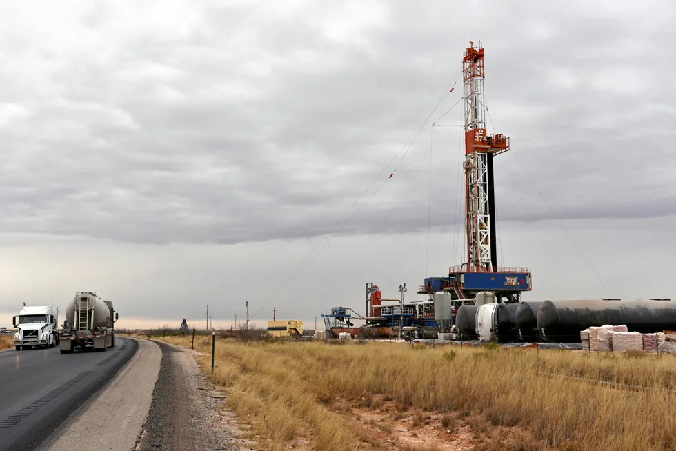 Drilling activity climbing: a drilling rig operates in the Permian basin oil patch