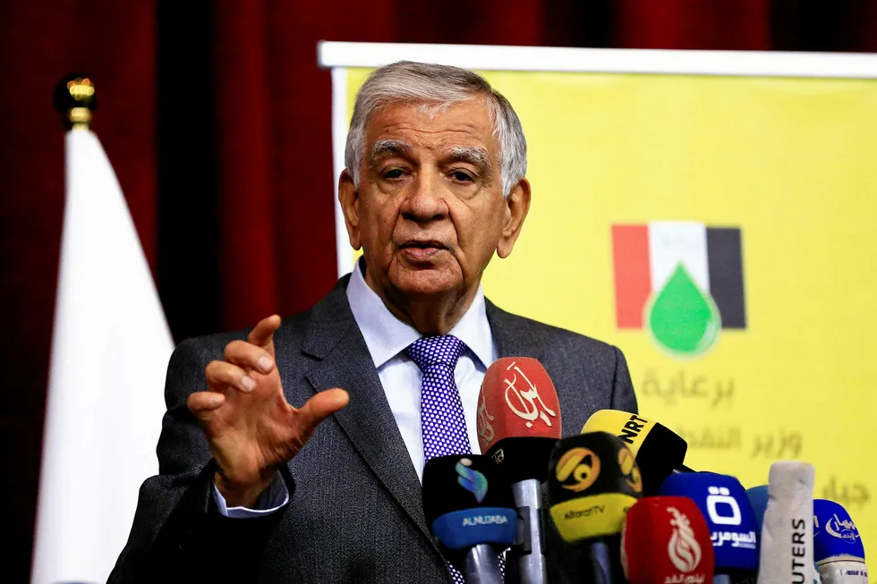 Acreage offer: Iraqi Oil Minister Jabar al-Luaibi speaks during a news conference in Baghdad this week