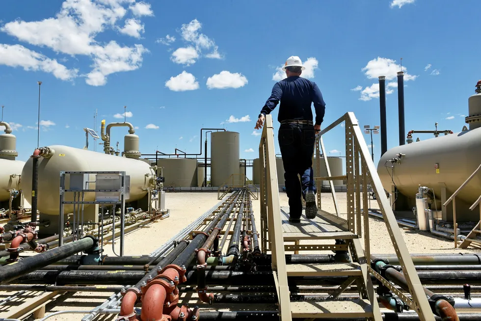 Operations: an oil production facility in the Permian basin