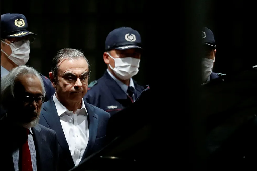 Former Nissan Motor Chariman Carlos Ghosn leaves the Tokyo Detention House in Tokyo, Japan April 25, 2019. REUTERS/Issei Kato