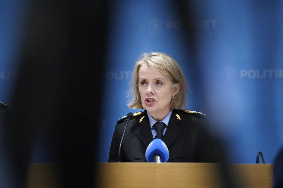 Politidirektør Benedicte Bjørnland under presentasjonen av politiets trusselvurdering 2024 tirsdag.
