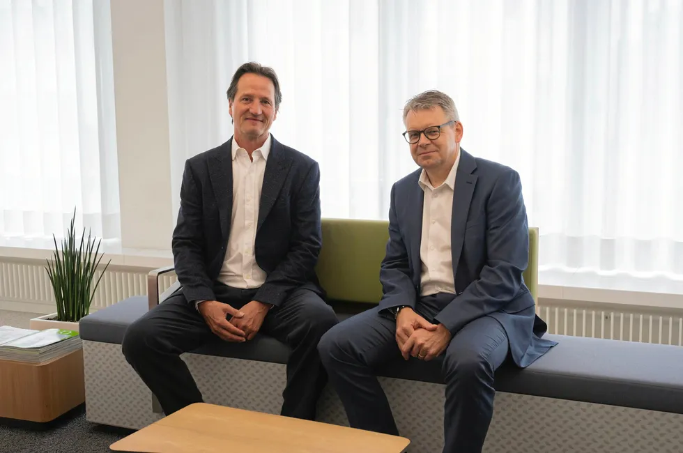 Swiss Blue Salmon CEO Ruedi Ryf (left) and Urs P. Gnos, president of the 'Foundation for a Strong Glarus Region', are partnering on the proposed land-based salmon farm in east-central Switzerland.