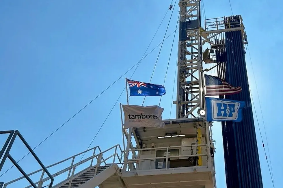 Flying the Australian flag in the Beetaloo basin.