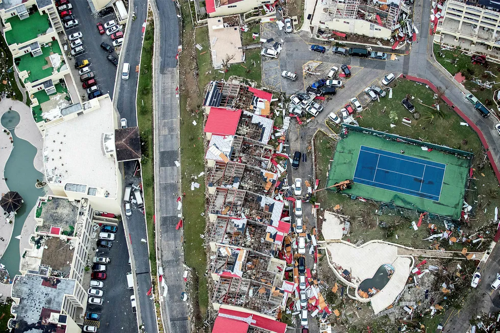 Oversiktsbilde etter orkanen Irmas ødeleggelser på øya St. Martin i Karibien. Foto: Handout ./Reuters/NTB Scanpix