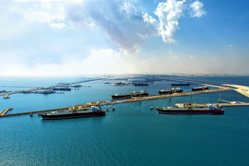 Exports: LNG carriers at Ras Laffan port, Qatar.