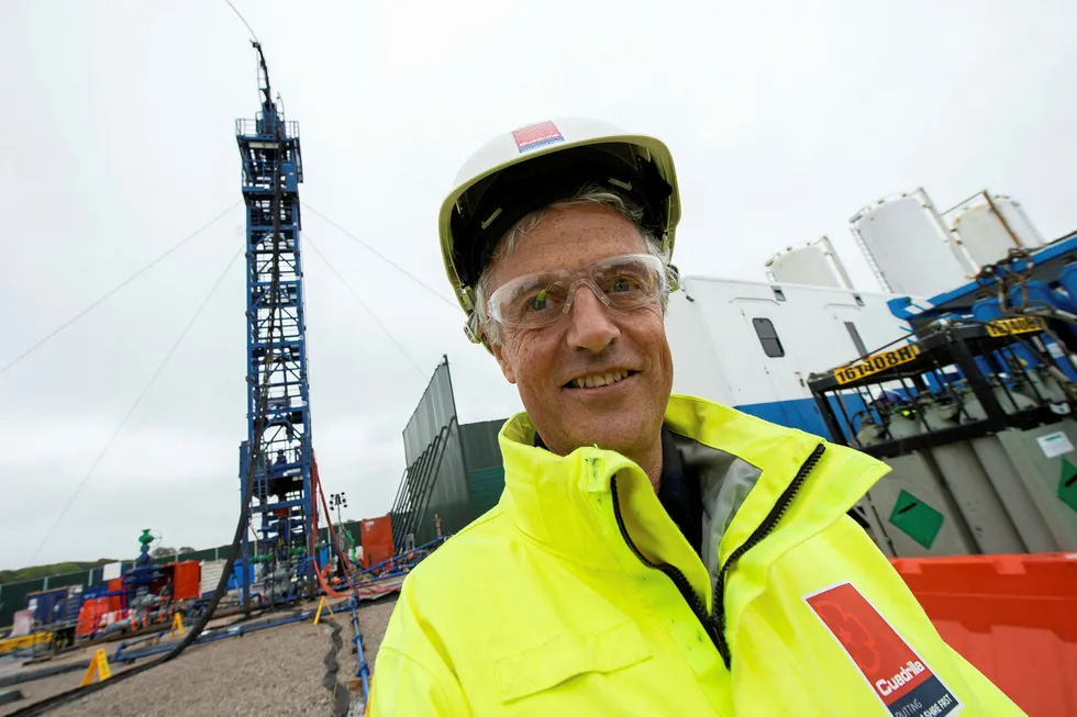 Battle ground: Cuadrilla chief executive Francis Egan at the company's Preston New Road site near Blackpool this week
