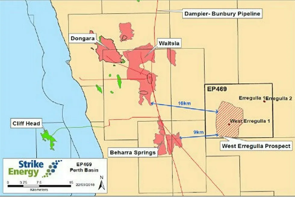 Location: of the West Erregulla gas prospect in Western Australia's Perth basin