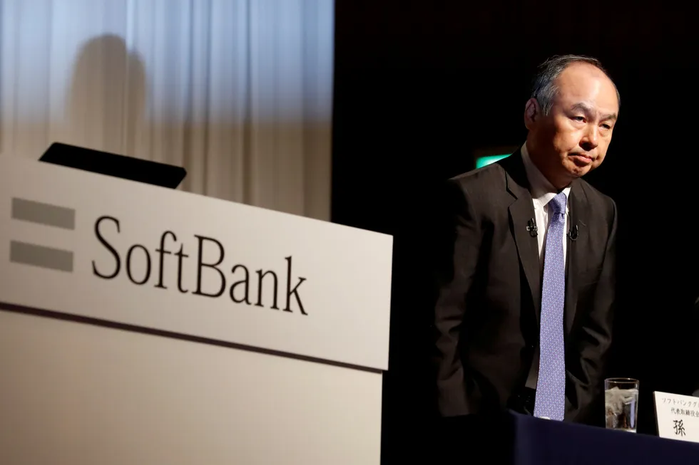 Softbank-sjef Masayoshi «Masa» Son på en pressekonferanse i Tokyo ved en tidligere anledning.