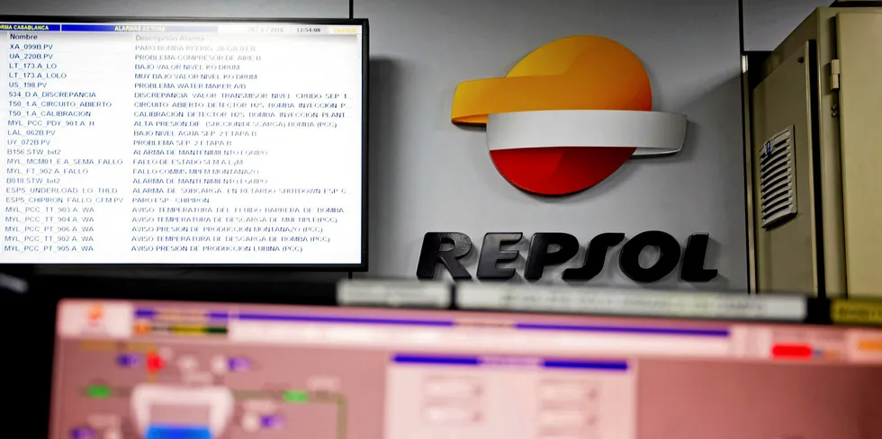 Digital information screens sit in the control room aboard the Casablanca oil platform, operated by Repsol SA.