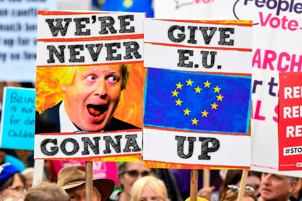 Demonstranter i London i fjor ønsket seg en ny folkeavstemning om EU-medlemskap. Det fikk de ikke.