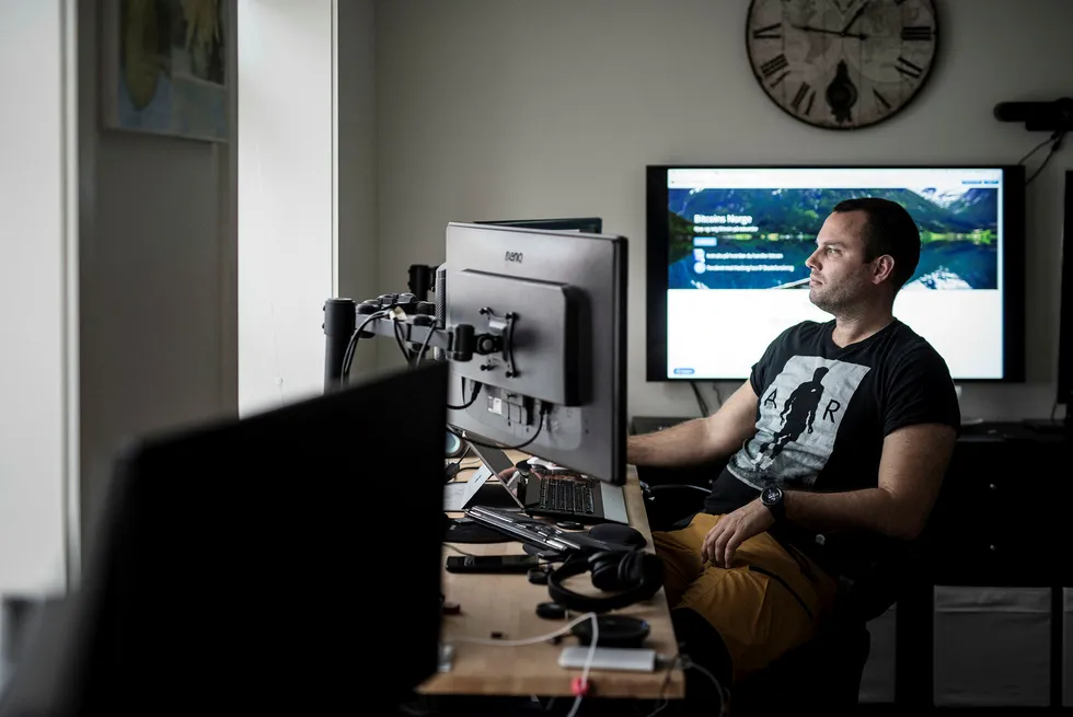 Ole-André Torjussen var eier av Bitcoins Norge as. Her er fotografert på kontoret i Stavanger sentrum.