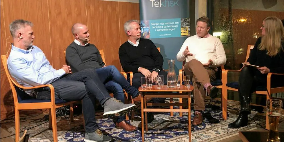 Christian Erichsen (fra v.), Rune Wilhelmsen, Trond Kathenes, Björgólfur Hávarðsson og Camilla Aadland.Foto: Kjersti Kvile