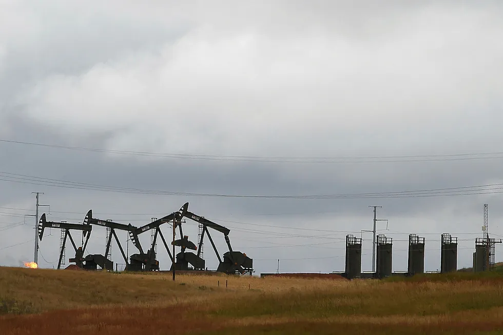 Fra skifer-området Bakken i Nord-Dakota i USA. Foto: ROBYN BECK / AFP / NTB SCANPIX