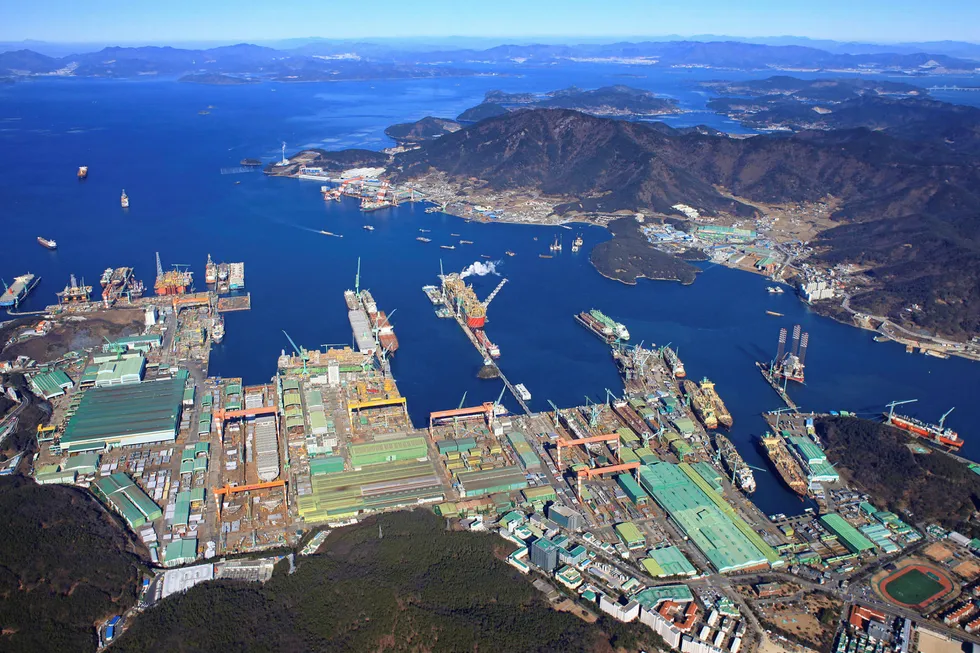 Aerial view: newbuild FPSO will be constructed at this Geoje Island yard