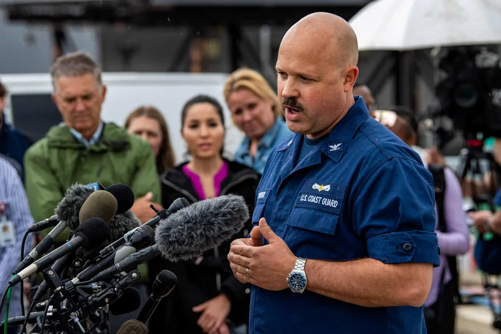 Desperate situation: US Coast Guard Captain Jamie Frederick speaks at a press conference in Boston, US about search for submersible that went missing near the wreck of the Titanic.