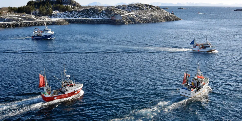 Sjarker på lofotfiske i mars 2021.