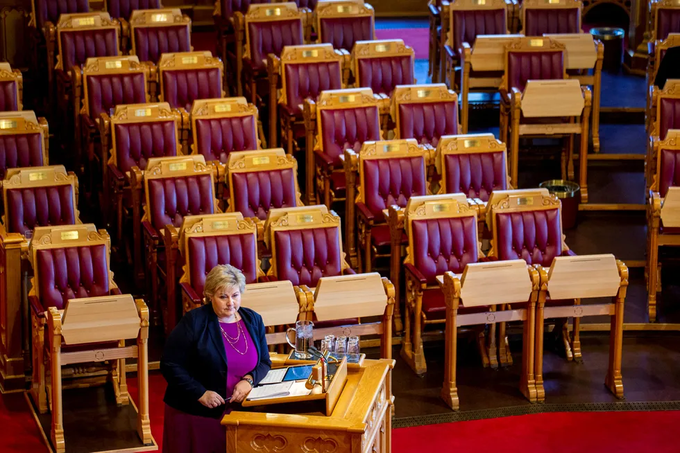 Statsminister Erna Solberg i muntlig spørretime.