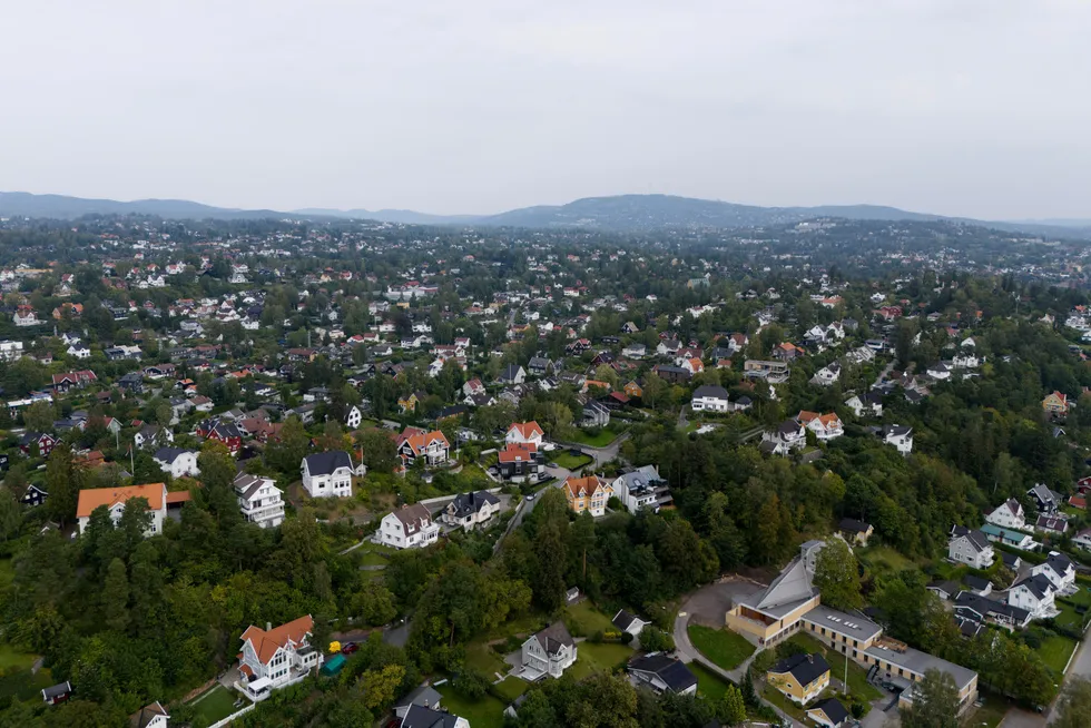 Malurtåsen sett fra luften med utsikt mot Holmenkollen.