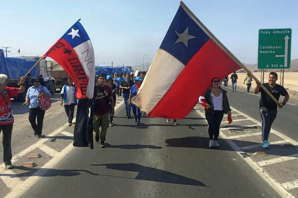Protestors out on the streets again Chile.