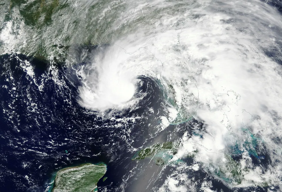 Subtropical Storm: Alberto is pictured nearing the Florida Panhandle on 27 May