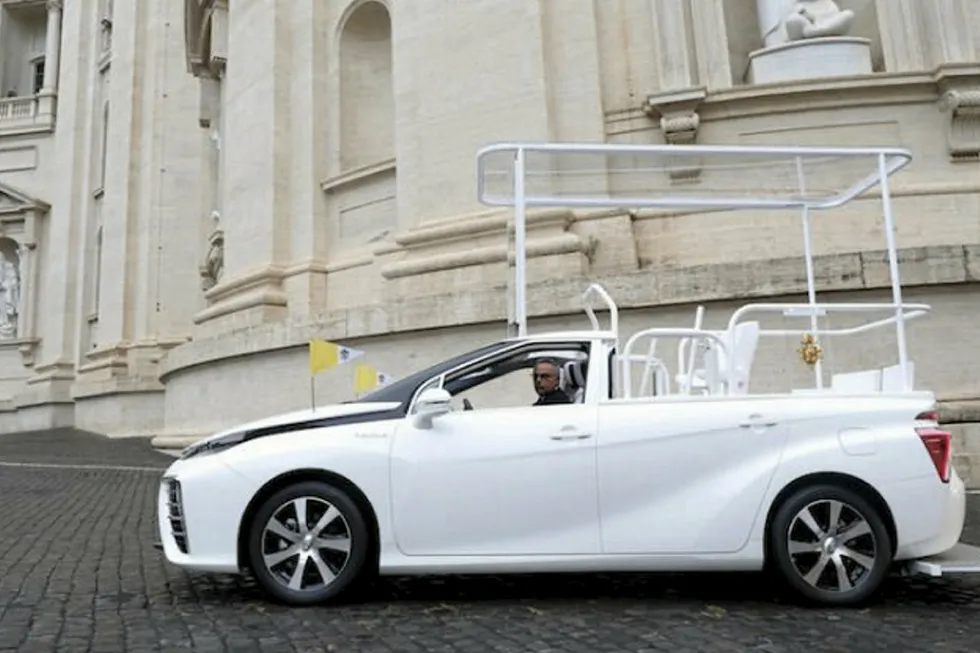 Devout and about: the modified $80,000 Toyota has just arrived in the Vatican City