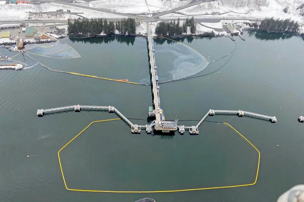 Flyover: at the Valdez Marine Terminal where a crude spill was reported on 12 April