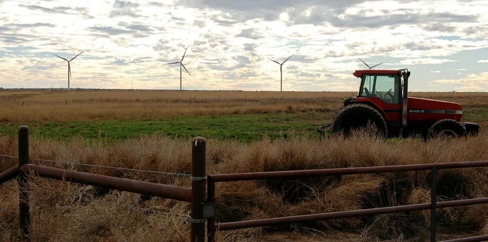 A wind farm east of Amarillo, Texas.