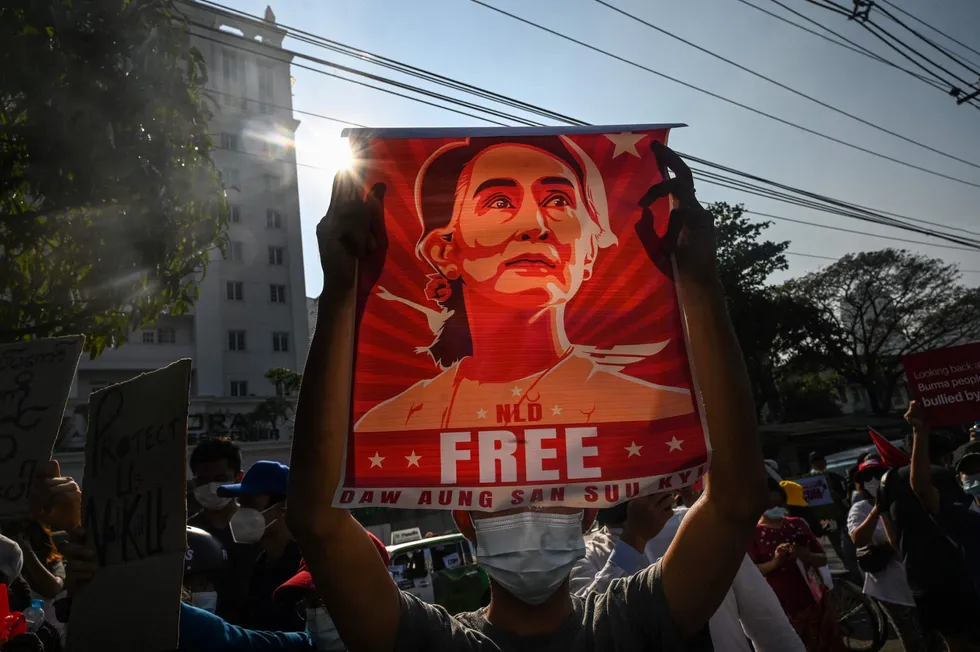 Still detained: Myanmar's democratically elected de facto leader Aung San Suu Kyi was not among those granted amnesty