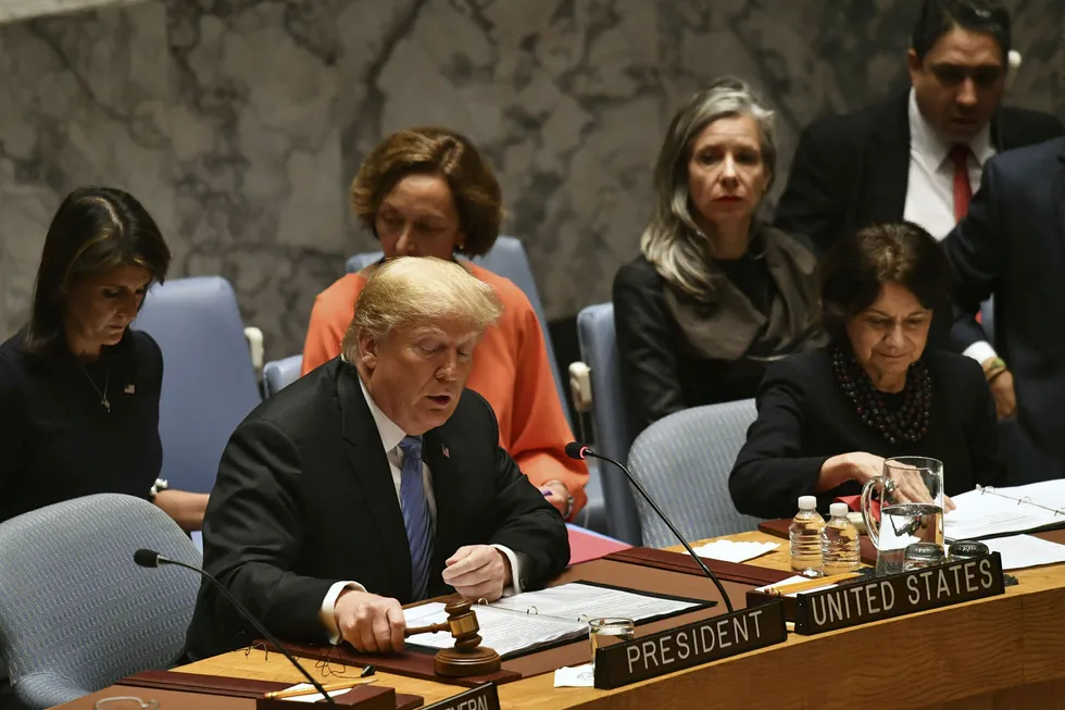 President Donald Trump under FN-møtet onsdag.