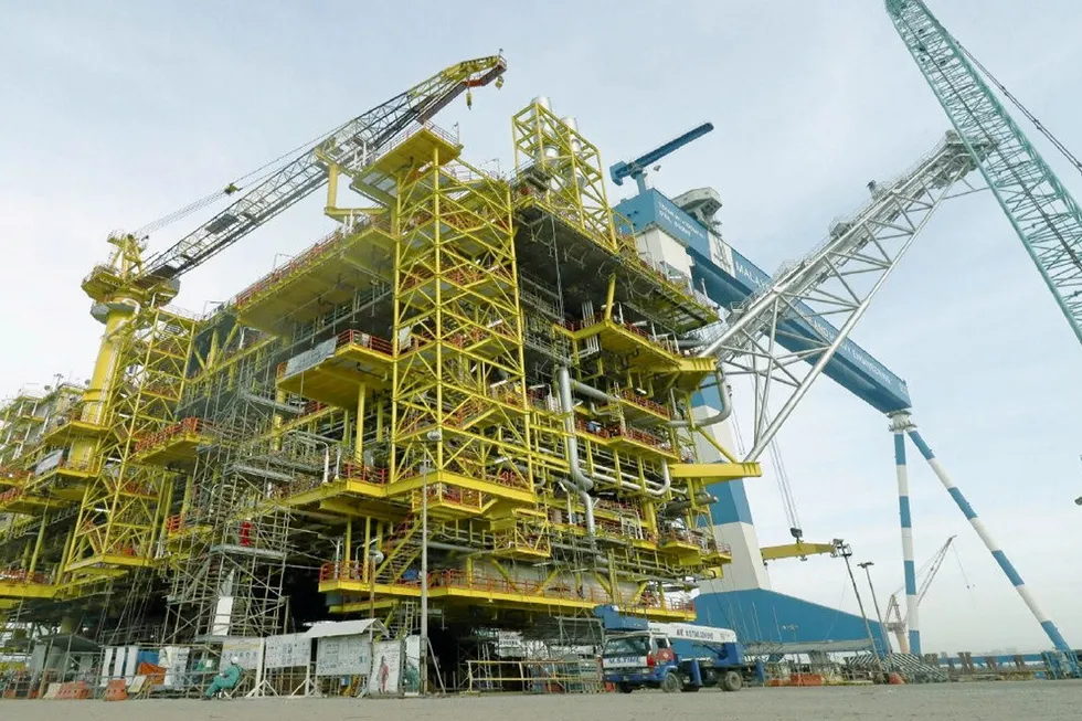 The Bokor CPP topsides: during construction in 2020 at MMHE's yard