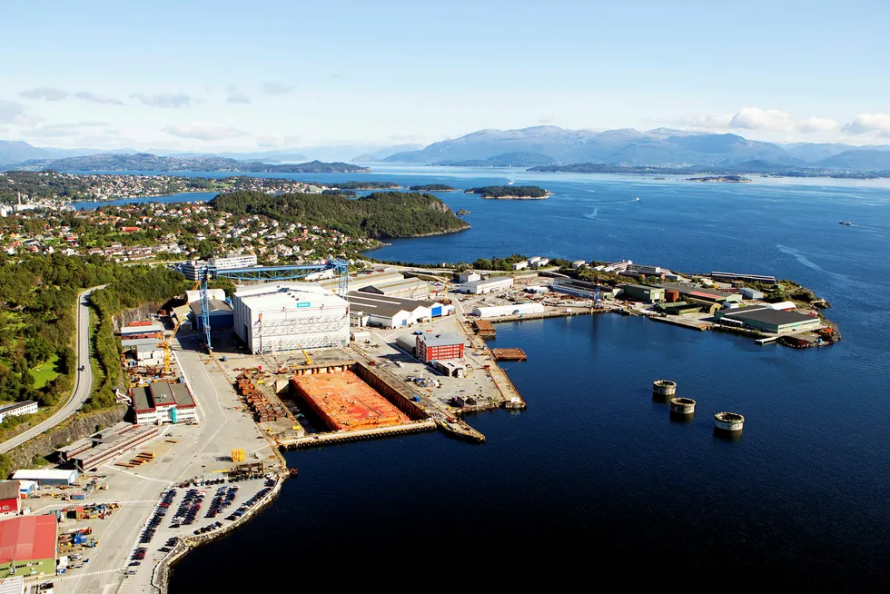 the Njord Future platform is being upgraded at Kvaerner's Stord yard in Norway